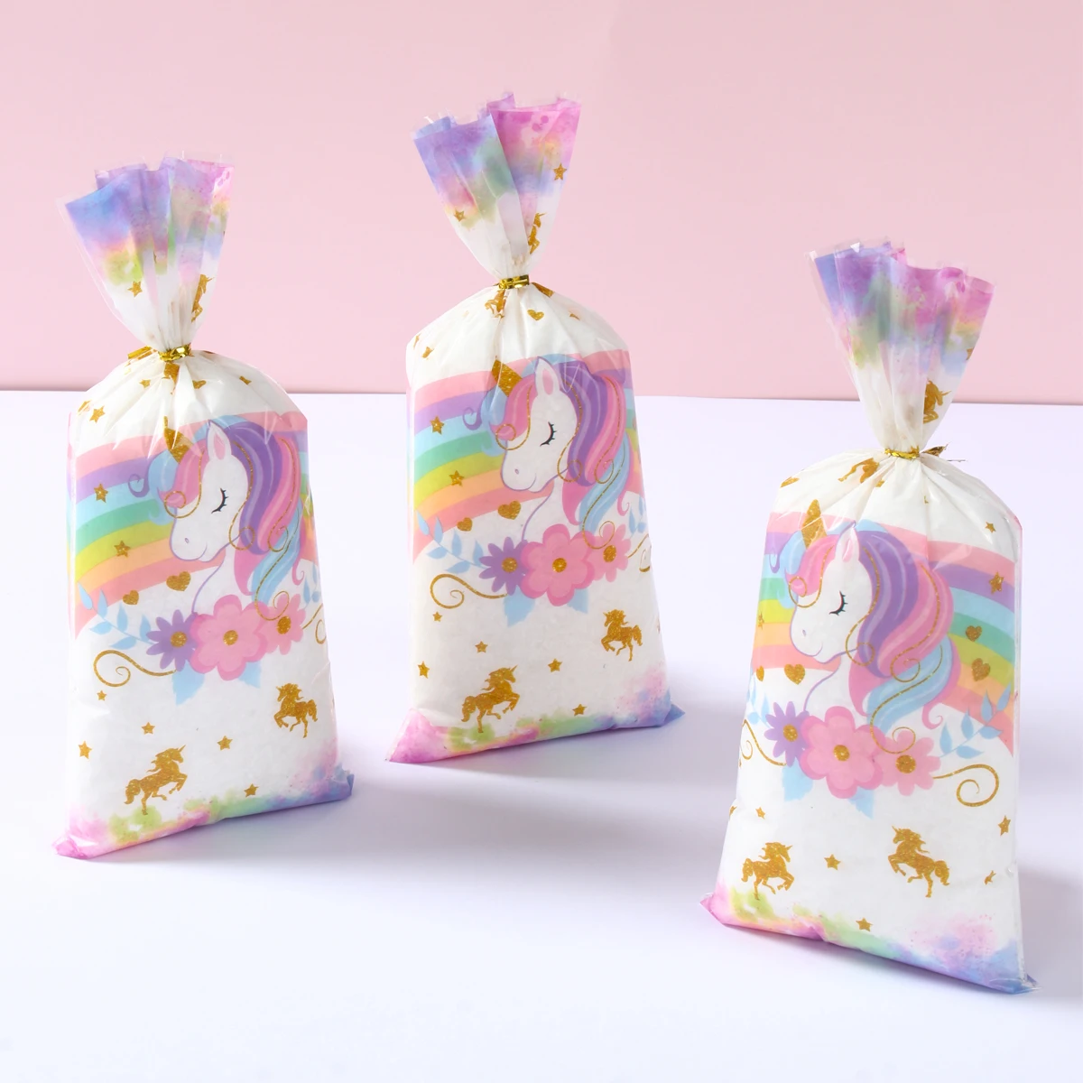 25/50/100szt Jednorożec Torebka na cukierki Torebki do pakowania prezentów Tęczowy jednorożec Dekoracja urodzinowa Prezent Torebka na cukierki Baby Shower Party Supplies — zdjęcie 5