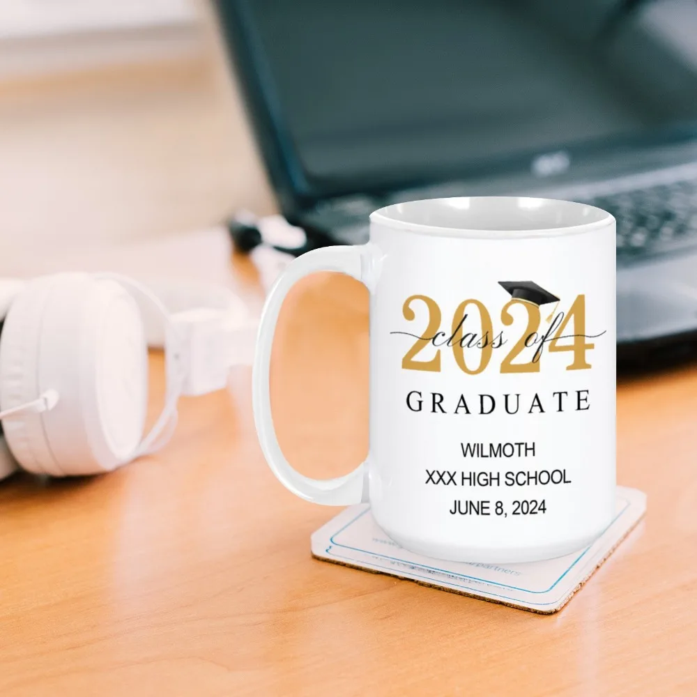 Class Of 2024 Coffee Mug Gift for Graduates School Students Custom Name University Personalized Date 15oz Ceramic Home Tea Cup