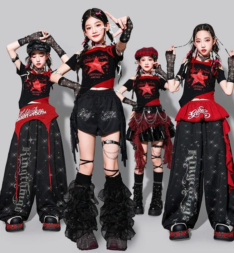 conjunto-de-top-corto-y-pantalones-con-pedreria-para-ninos-estilo-hip-hop-‌-shorts-de-baile-urbano-para-ninas-ropa-urbana-infantil-disfraz-de-jazz-conjunto-de-ropa-para-grupo-de-ninas