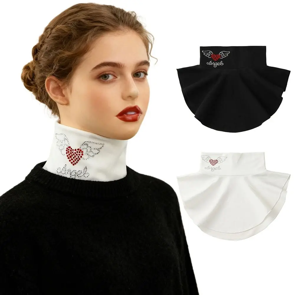 

New Neck Warmer Detachable Fake Collar Windproof Love Rhinestone Turtleneck Neck Warme Neck Cover Autumn Winter