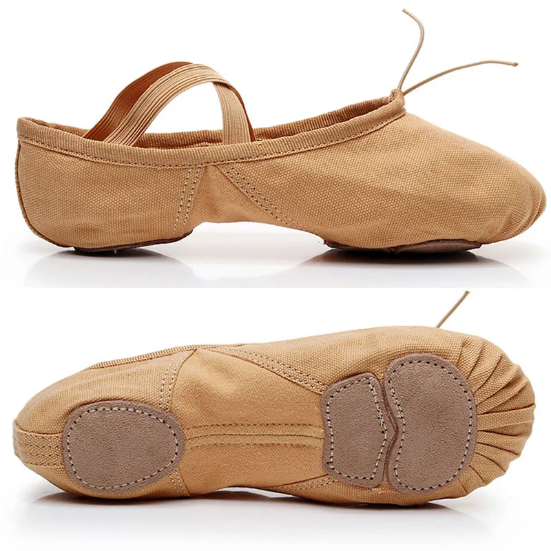 USHINE Three Sole Wear-Resistant Non-slip Elastic Canvas Body Fitness Yoga scarpe da ballo donna Ballet Dance Shoes Woman