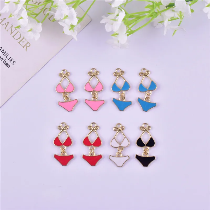 10pcs/pack Mix Style Swimwear Bikini Metal Charms Pendant for Earring Necklace Jewelry Making Craft DIY