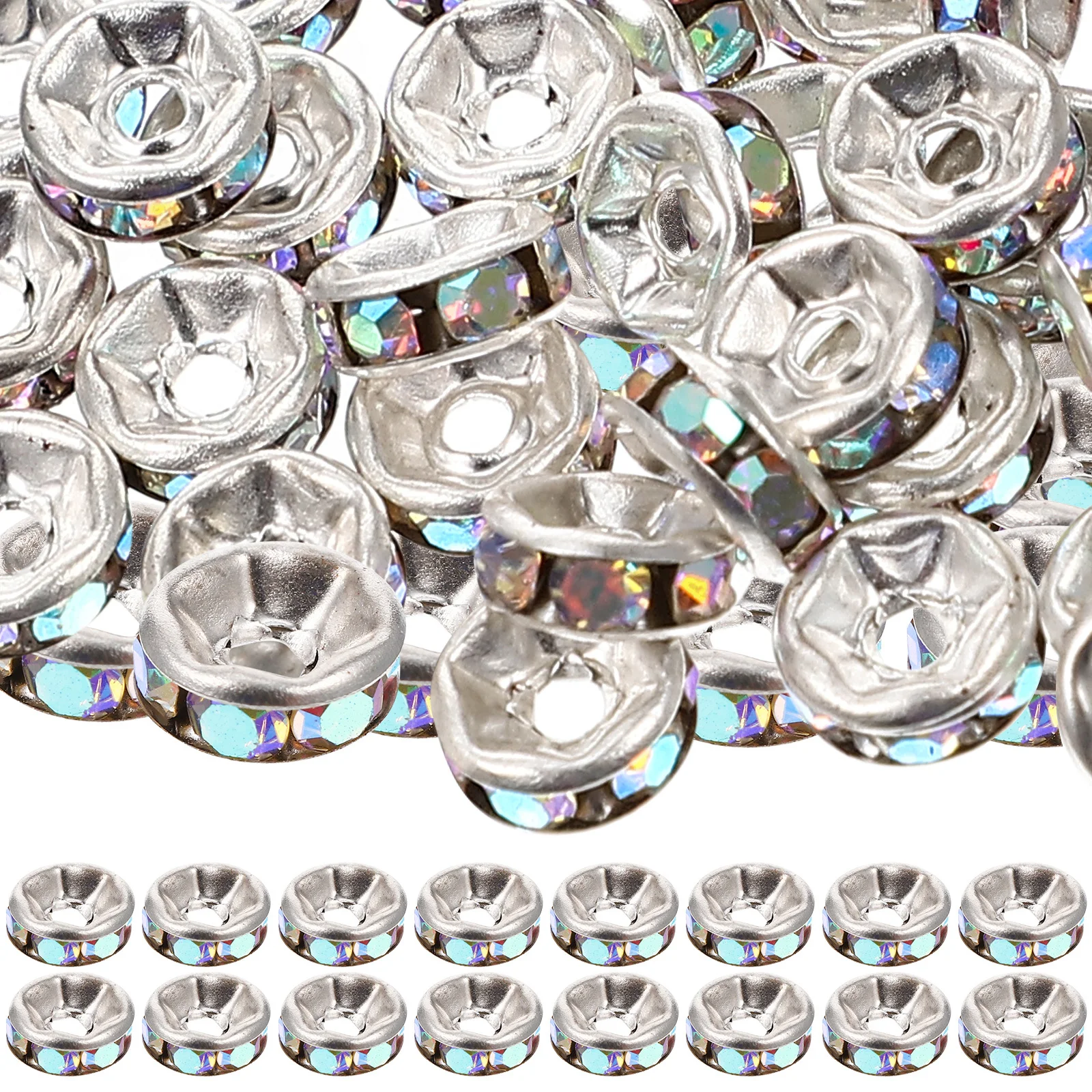 200 pezzi di perline distanziatrici per ruote con strass in lega durevole, leggere, per la creazione di gioielli fai da te, collane, braccialetti, perline sfuse