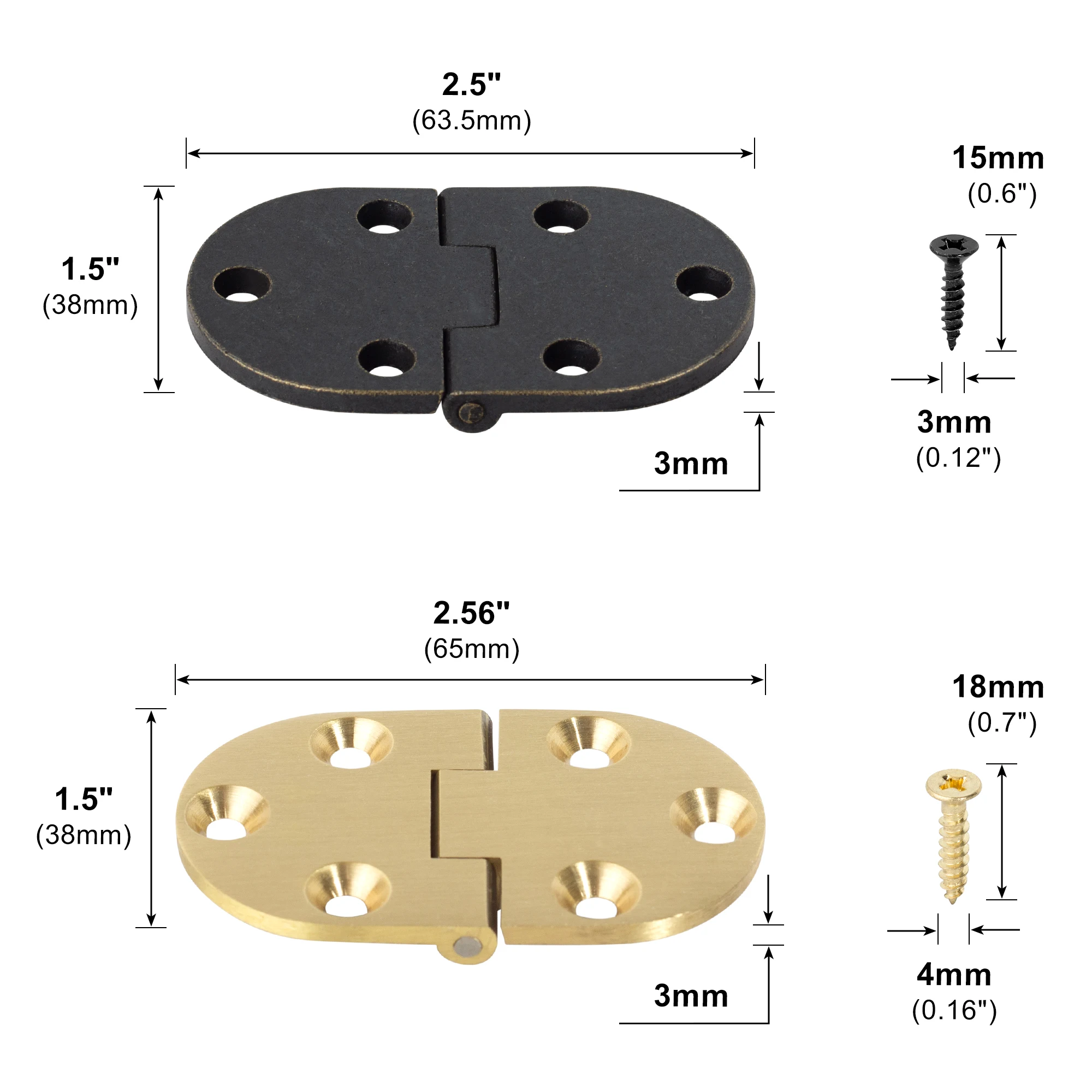 2 Pcs Flip Panel Butler Hinges 90 Degree Flap Solid Brass Hinge