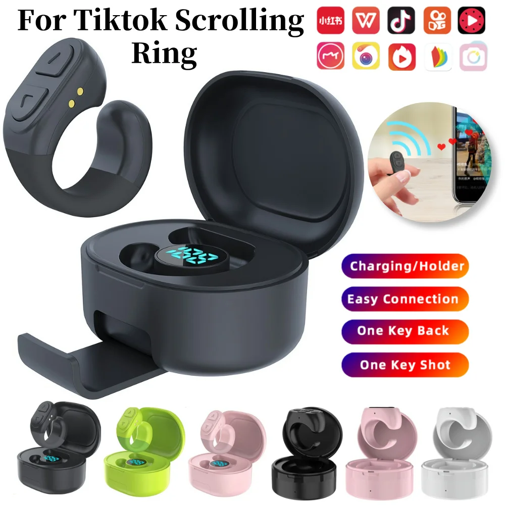 For  Scrolling Ring Wireless Camera Shutter Selfie Button Kindle App Remote Page Turner Clicker for iOS Android Cell Phone