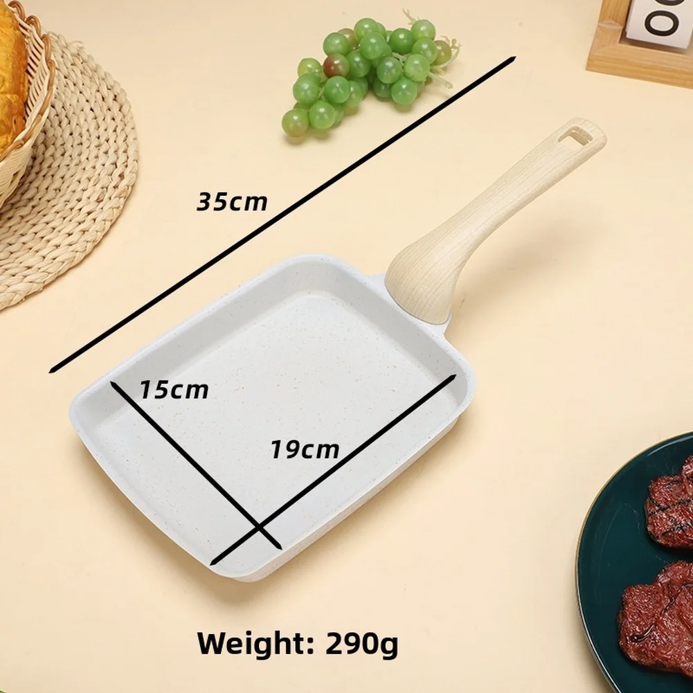 35x15cm Rectangular Tamagoyaki Pan Non-Stick Granite Coating Stainless Steel Body for All Stovetops Lightweight