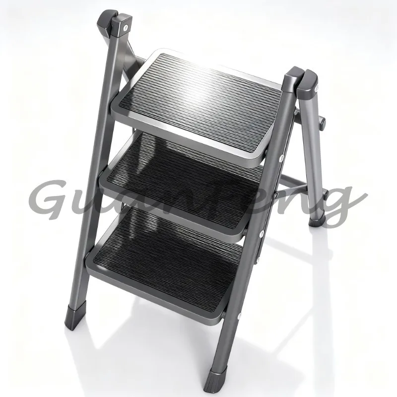 Folding Telescopic Multi‑Function Three‑Step Stepladder Thickened Tubes Anti‑Slip Stable Lightweight Climbing Ladder