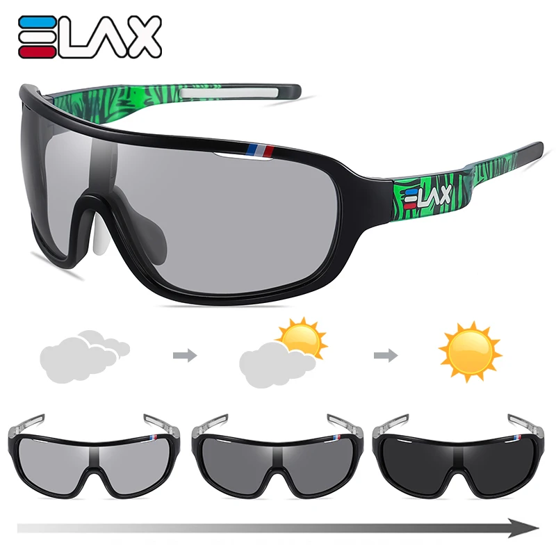 ELAX Brand New Men Women Mtb Photochromic Cycling Glasses Bicycle Eyewear New Bike Sun Goggles Sports Sunglasses