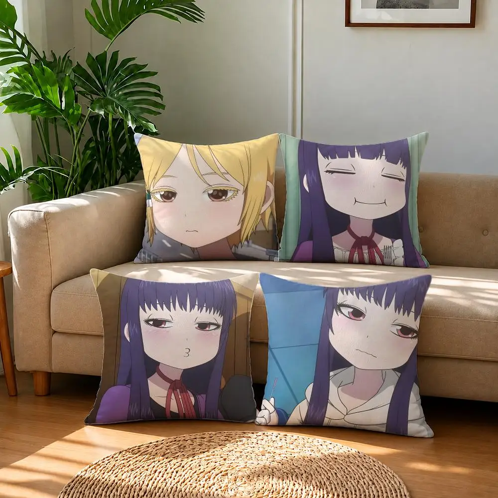 Anime High Score Girl Cushion Cover Short Plush Pillowcase, Sofa Bedroom Home Decor & Holiday Gift