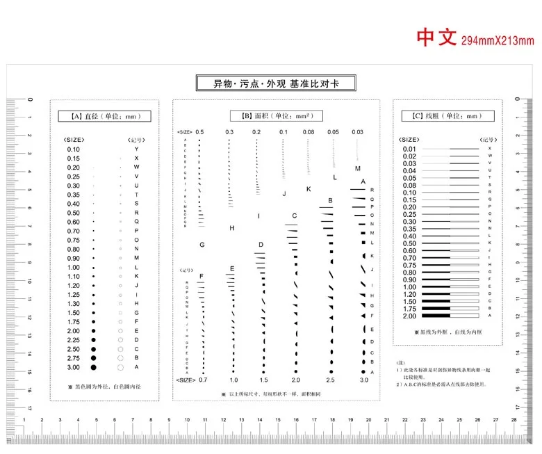 294x213mm Dot Area Line Standard Table High Transparent Soft PET Micrometer Calibration Film Ruler QC Defect Measurement Tool