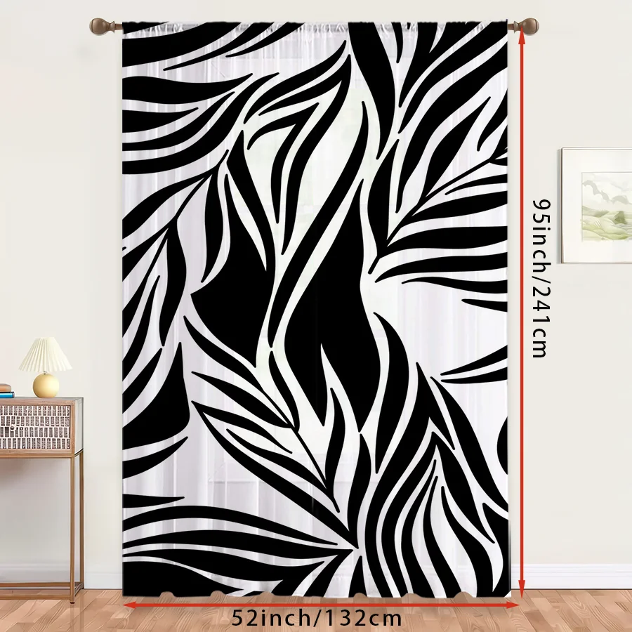 1PC Sheer Curtain Black White - Curtain Rods ulasan dan harga