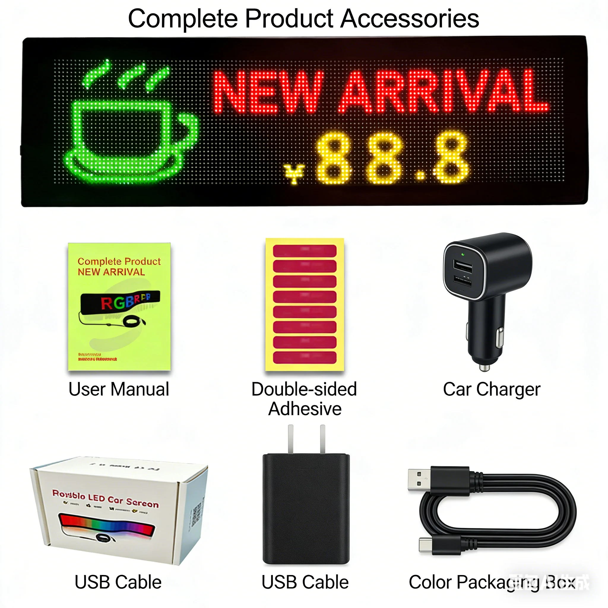 High-Brightness Soft LED Display, Wireless Bluetooth Connect, Customizable Dynamic Animation Sign, Flexible Car Rear Windshie