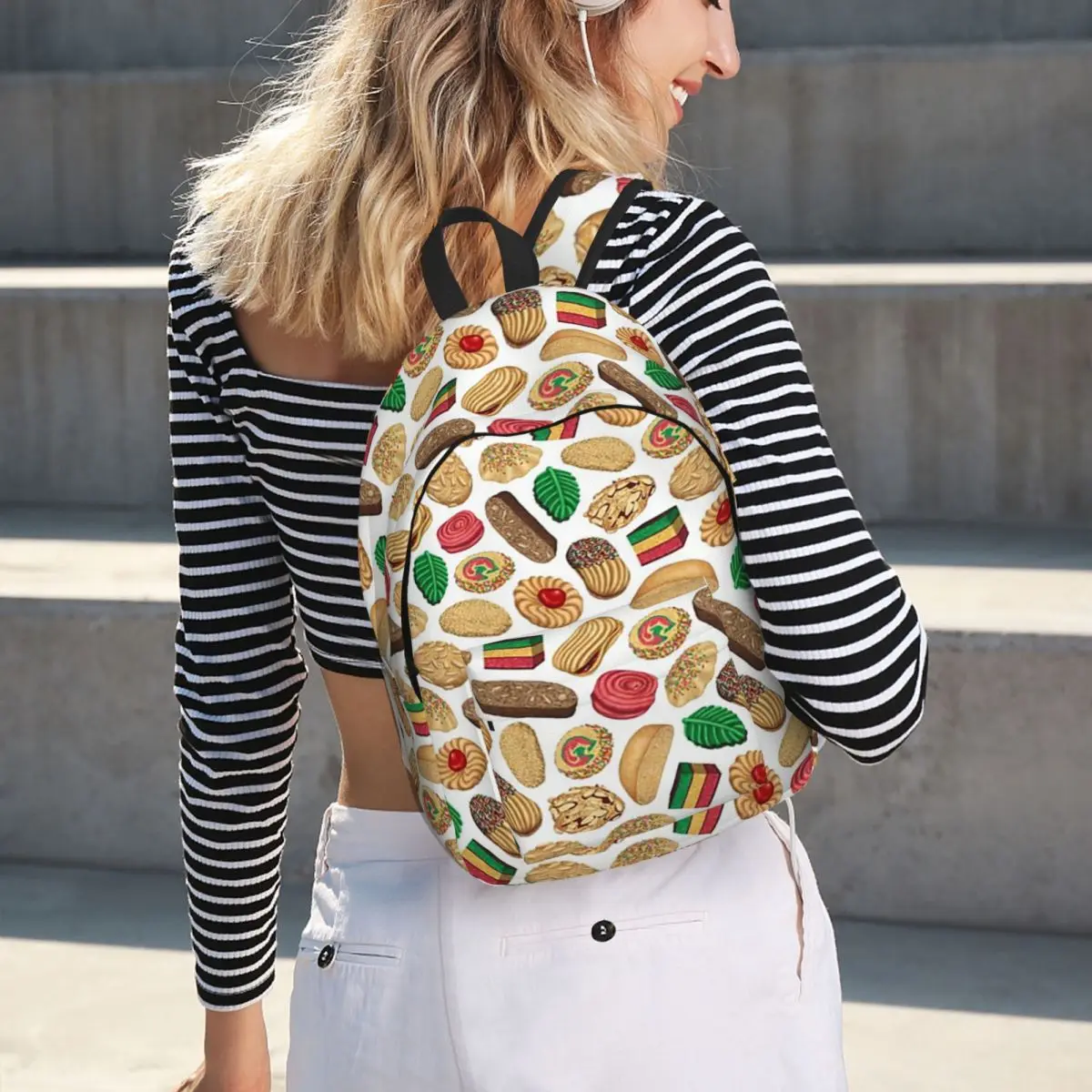 

Italian Cookie Pattern Student Backpack School Bag Hiking Travel Daypack for Men Women Fashion Bookbag Shoulder Bags
