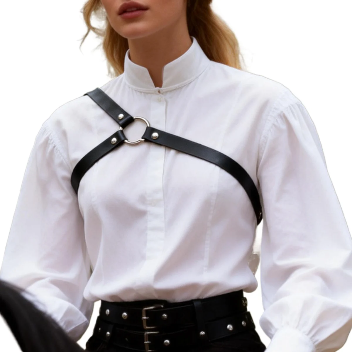 Punk Chest Women Fashion Pu Leather Harness Belt One Shoulder Suspenders Straps Rave Outfit Clothing Accessories