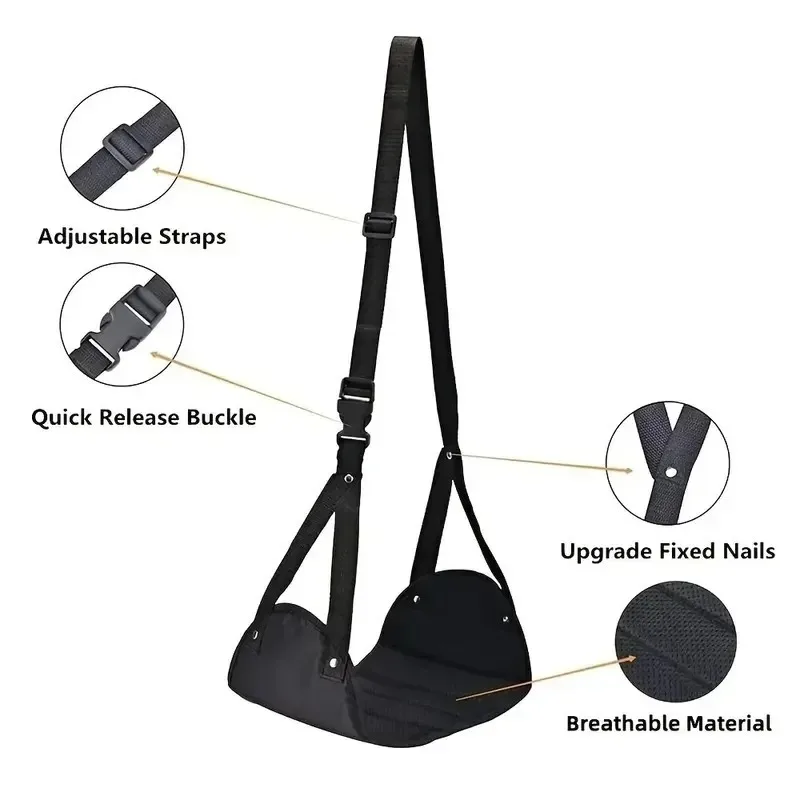 1PC Portable Foot Hammock Adjustable Strap Office Airplane Travel Under Desk Resting Support Leg Relief Foot Rest