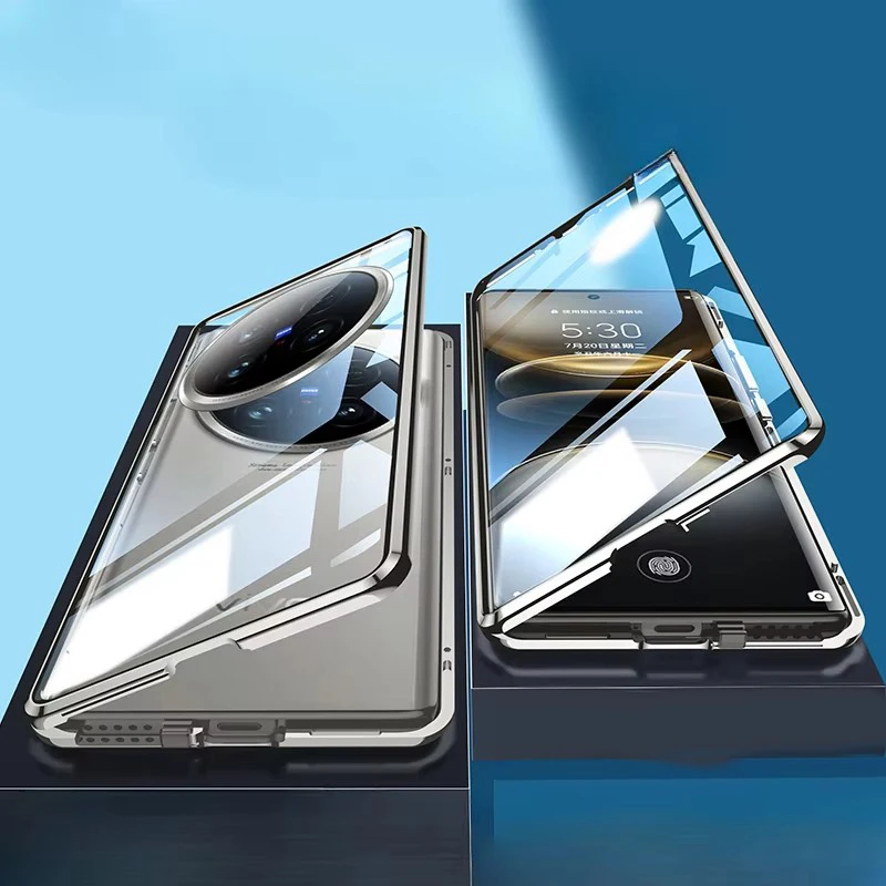 

Magnetic Phone Case for Vivo X100 X200 X90 X300 FE X80 Pro Double-sided Tempered Glass Full Lens Protection Back Cover Cases