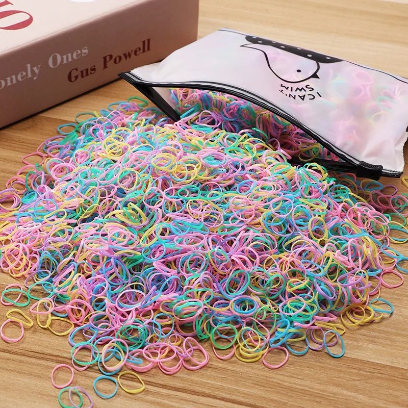 1000/2000 Stück Bunte Kleine Einweg-Gummibänder für Mädchen, Elastische Haarbänder, Pferdeschwanzhalter, Scrunchies, Mädchen-Haaraccessoires