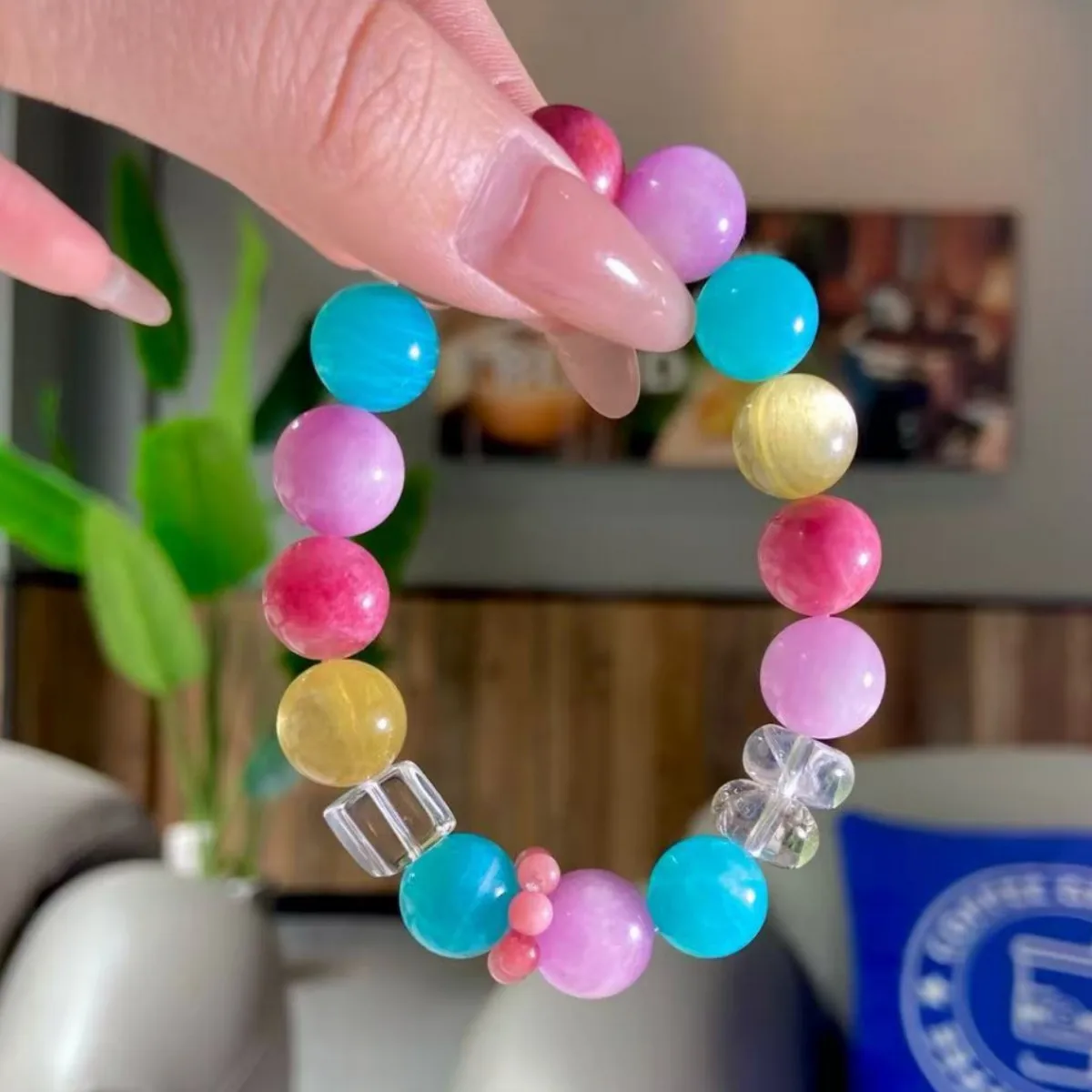 

Original Natural Multi-treasure Crystal Bracelet, Large Particle Citrine Amethyst Women's Light Luxury Fashion Bracelet