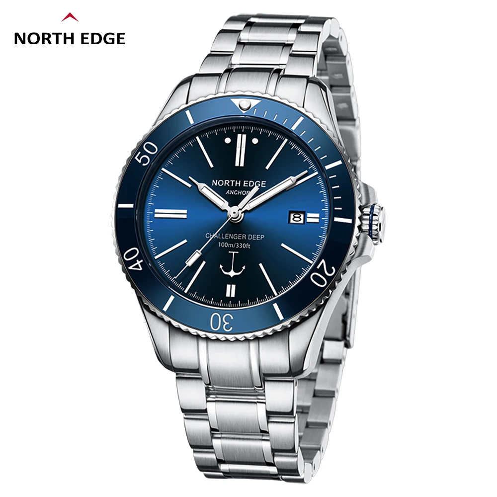 

NORTH EDGE ANCHOR Men Mechanical Wristwatch Luxury Sapphire Glass Waterproof 100M Diving Watch Men