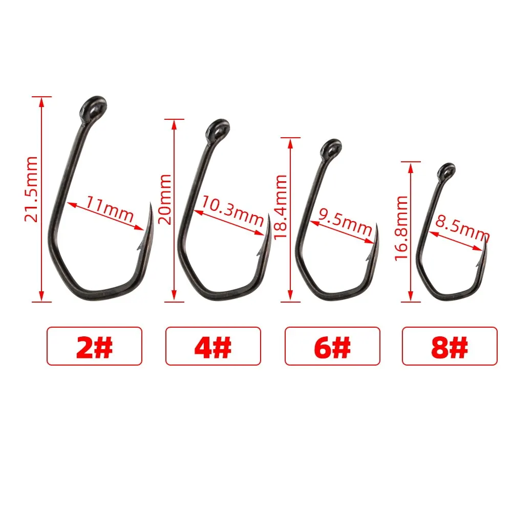 Carp Fishing Hooks Barbed PTFE Coating High Carbon Steel Eyed Fish Hooks Pack of 50