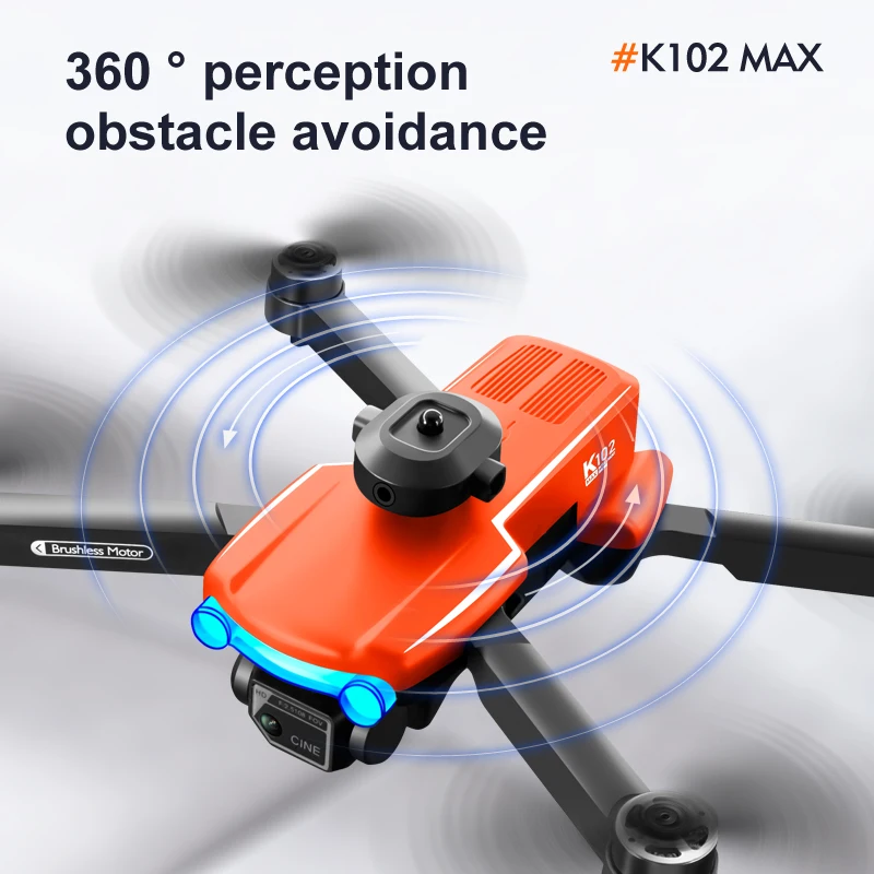2024 K102 Drone tanpa sikat สูงสุด4 K กล้องคู่ลื่นไหลด้วยแสงหลีกเลี่ยงอุปสรรค Quadcopter ควบคุมระยะไกลโดรน500เมตรสำหรับของเล่นเด็ก