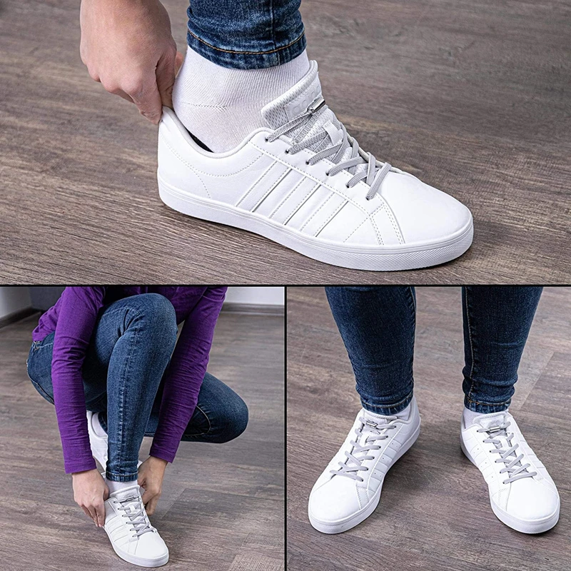Alloy Lock No Tie Shoe Laces Flat Shoelaces for Sneakers Elastic Laces Without Ties Kids Adult Quick Lace for Shoes Rubber Bands