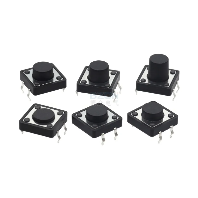 20Pcs Panel PCB On Off Momentary Tactile Tact Micro Mini Switch Push Button DC 12V 4 Pin DIP 12x12 H=5/6/7/8/9/10/12/13/15/16mm