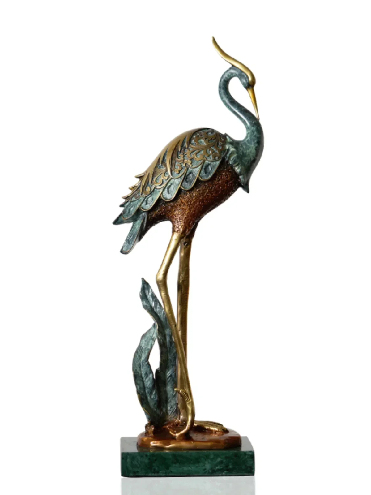 Pure Copper Crane Decoration Red-Crowned Crane Chinese Feng Shui Decoration Entrance Creative Home Decorations