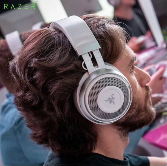 Orignal Razer Kraken Mercury Cat Ears słuchawki biały Multi Platform 3.5mm przewodowy zestaw słuchawkowy do gier dla dziewczynki