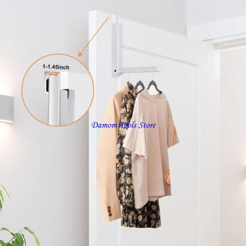 57BE Folding Over The Door Hook Organizers Space Saving Hanging Rack Clothes Hanger for Clothes, Coats, Towels Enduring