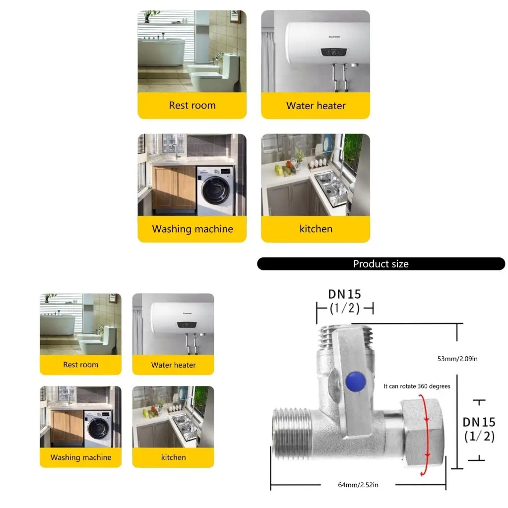1/2inch T Connector Valves Stop Valves for washlets Bidet & Faucet Installation
