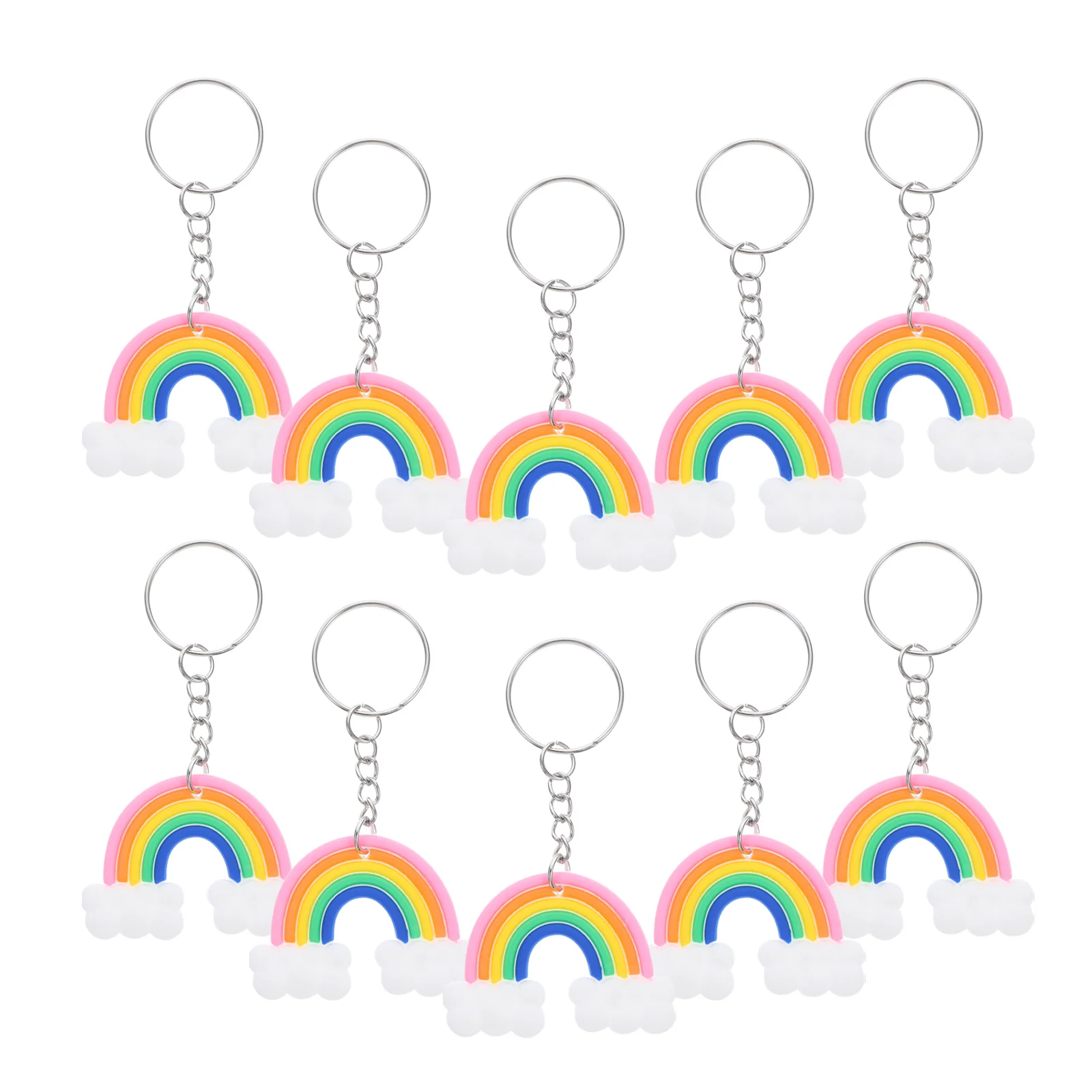 

10 Pcs Swivel Rainbow Keychain Baby Gifts Backpack Hanging Pendant Wild Silica Gel