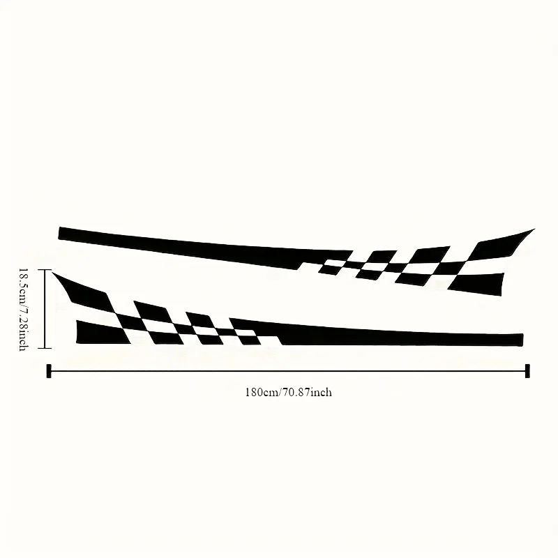 2pcs Set Glossy Checkered Flag Racing Decals - Self-Adhesive, Single-Use Vinyl Stripes for Cars & Trucks - Black & White Design,