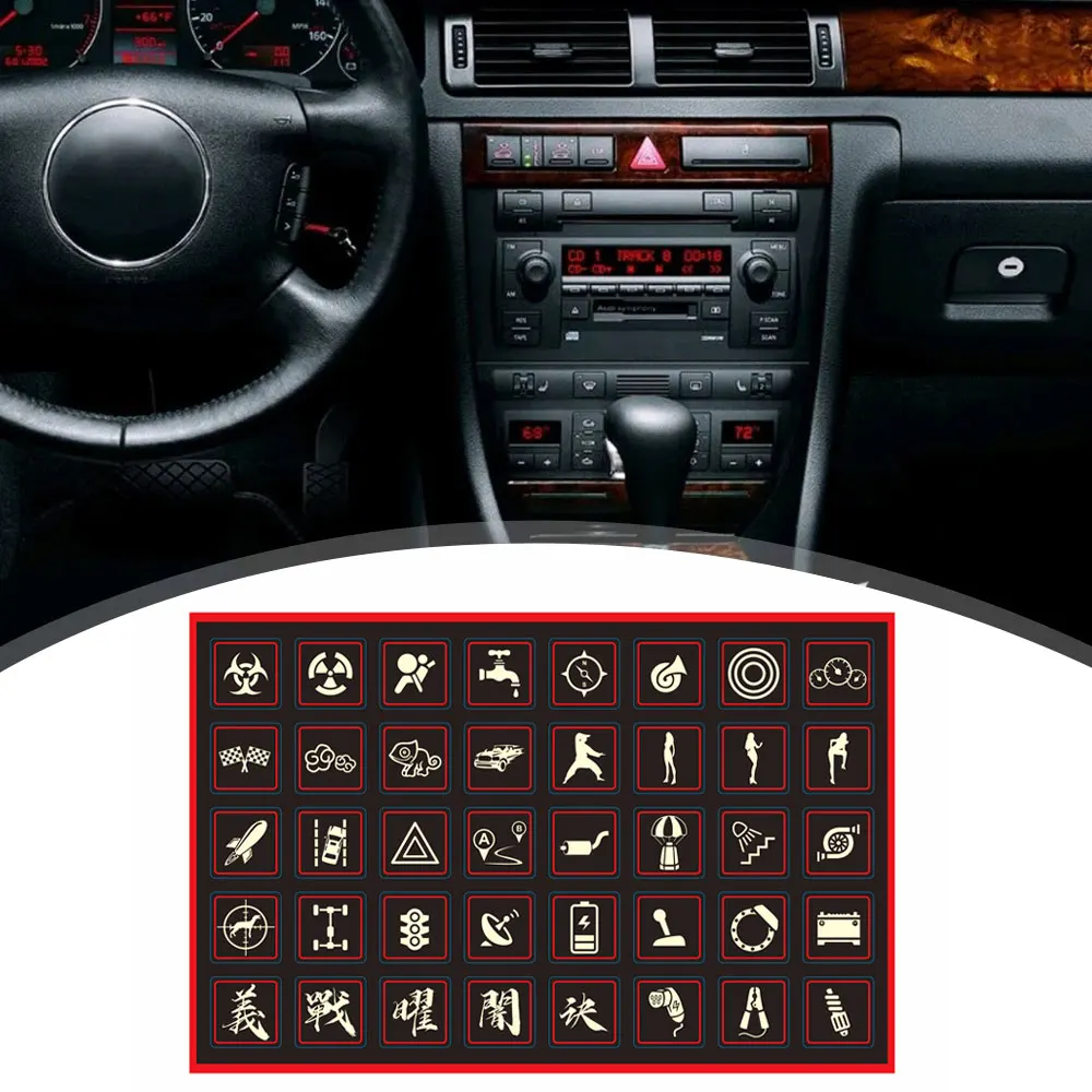 Car Control Panel A/C Label Decal Fluorescent Green Auto Interior Luminous Switch Button Repair Stickers Decoration Accessories