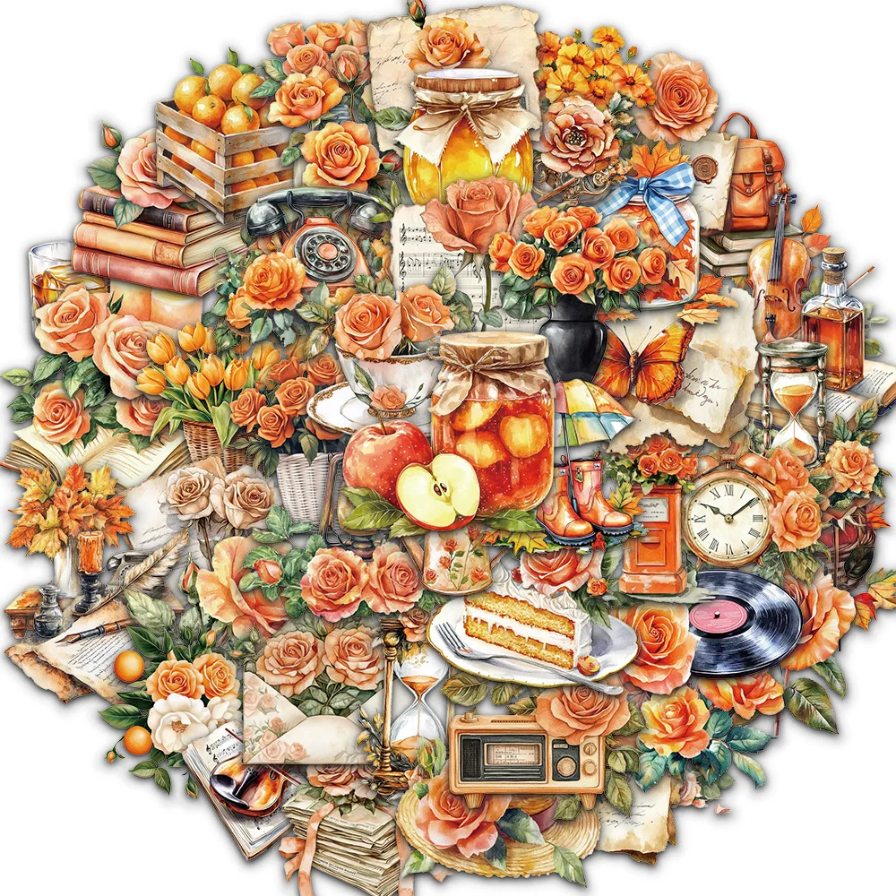 

50 шт. ретро оранжевый цветок граффити наклейки Скрапбукинг коллаж материал чашка воды скейтборд чехол для телефона водонепроницаемые наклейки