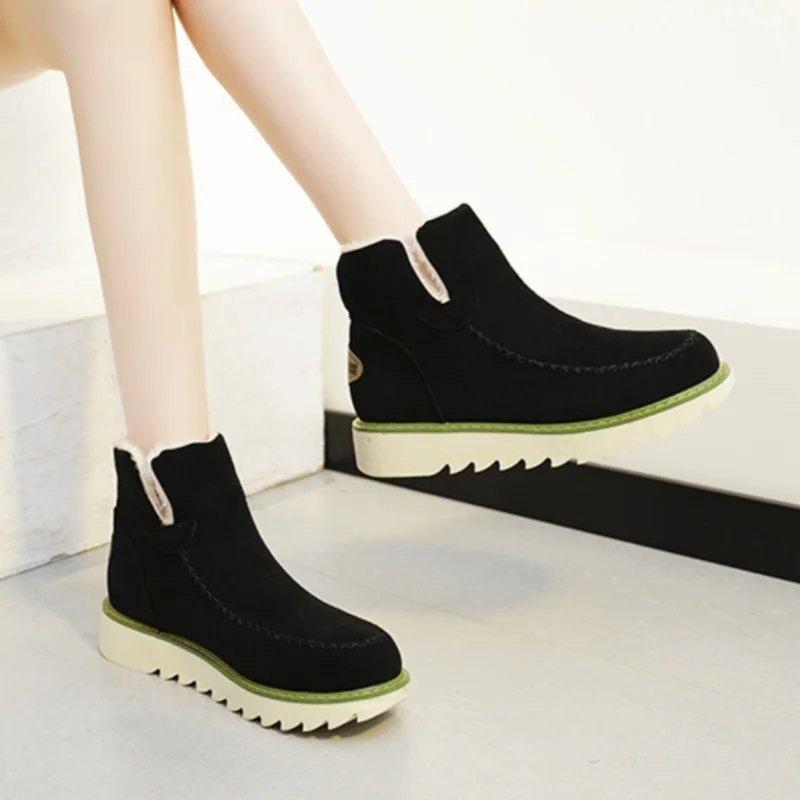 الشتاء جولة تو الراحة ومكافحة زلة العمل والترفيه الأحذية النسائية المألوف جديد دافئ سميكة سوليد أحذية بوت قصيرة أنيقة