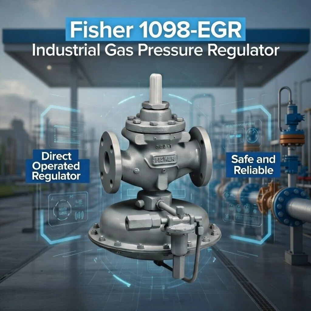 Fisher 1098-EGR Natural Gas Regulator, Pilot Operated Pressure Control Valve, Industrial Gas Regulator