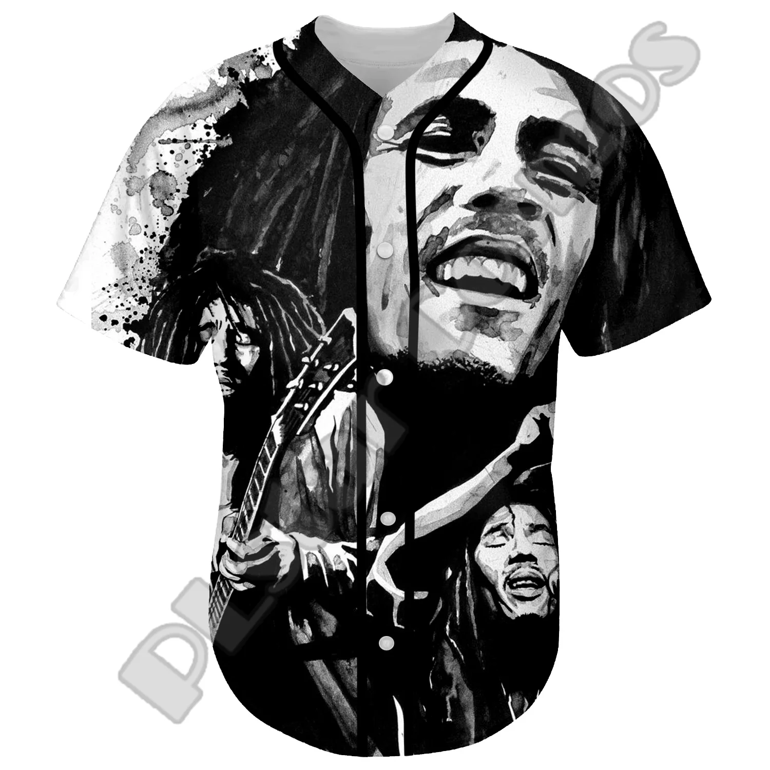 Bob Marley Reggae Black Legend MusicianRastafari Lion Tattoo 3DPrint Summer Baseball Shirts Jersey Casual Unisex Short Sleeves L