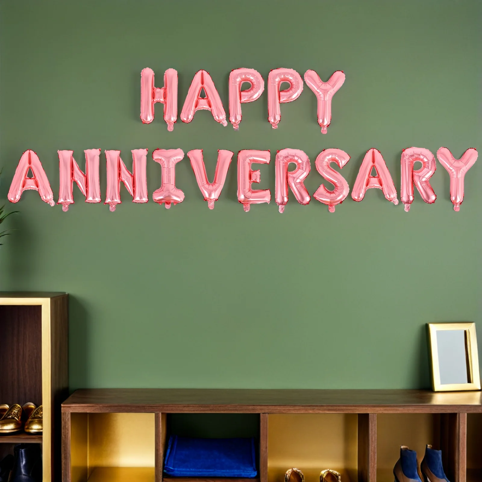 

2Sets Wedding Anniversary Balloons Decorations Aluminum Foil Happy Anniversary Letter Balloon Kit Rapid Inflate Reusable Decor