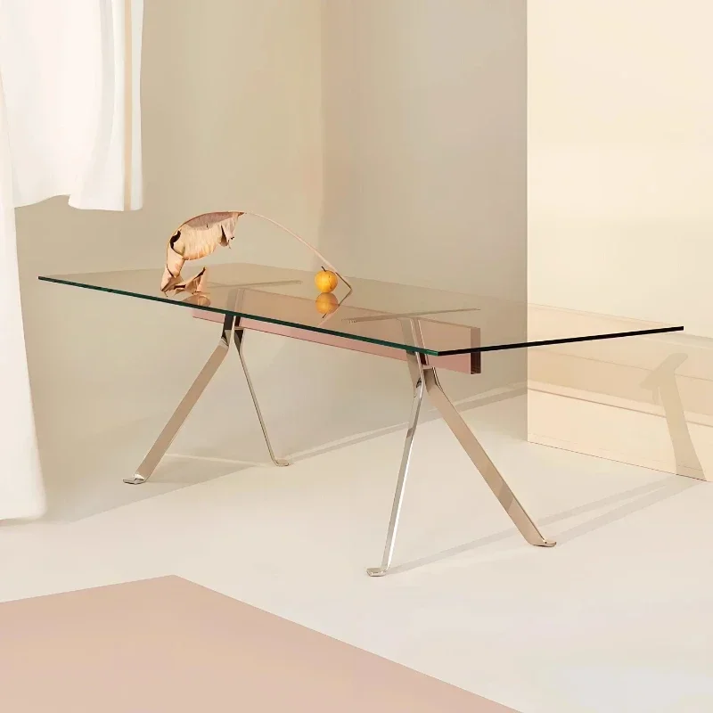 Minimalist table Modern minimalist art Stainless steel rectangular desk