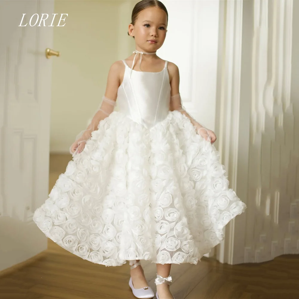 

LORIE Luxury Dress For Girls Square Collar Girl Communion Birthday Gowns 3D Flowers Child Ceremony Girl Dress Customized 2026