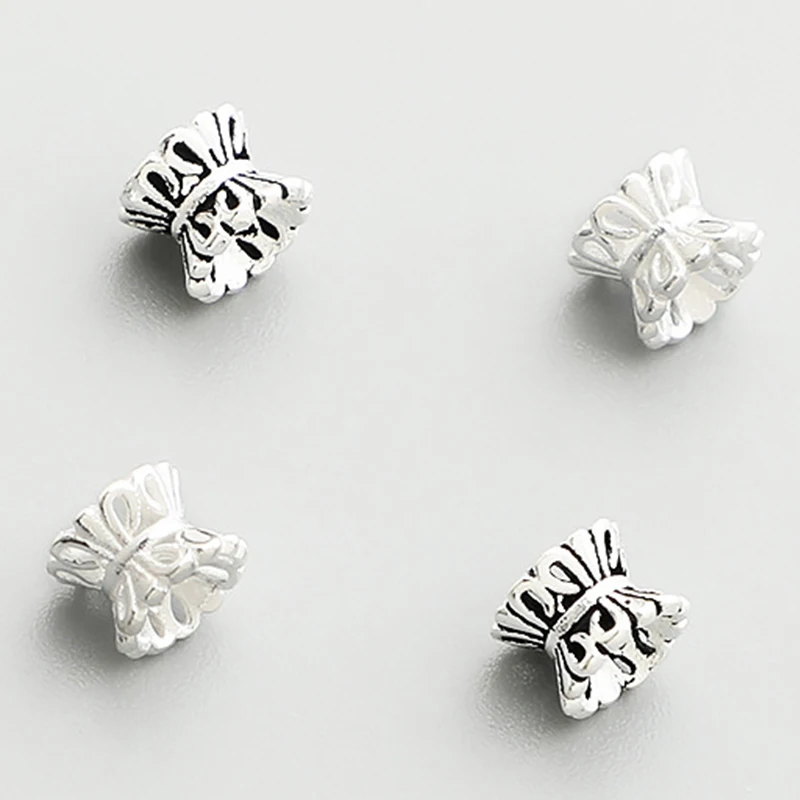 1pc 925 sterling silver Double Sides Flower Beads 5x4mm Small Spacer Bead Caps DIY Silver Earrings Bracelets Accessories Crafts