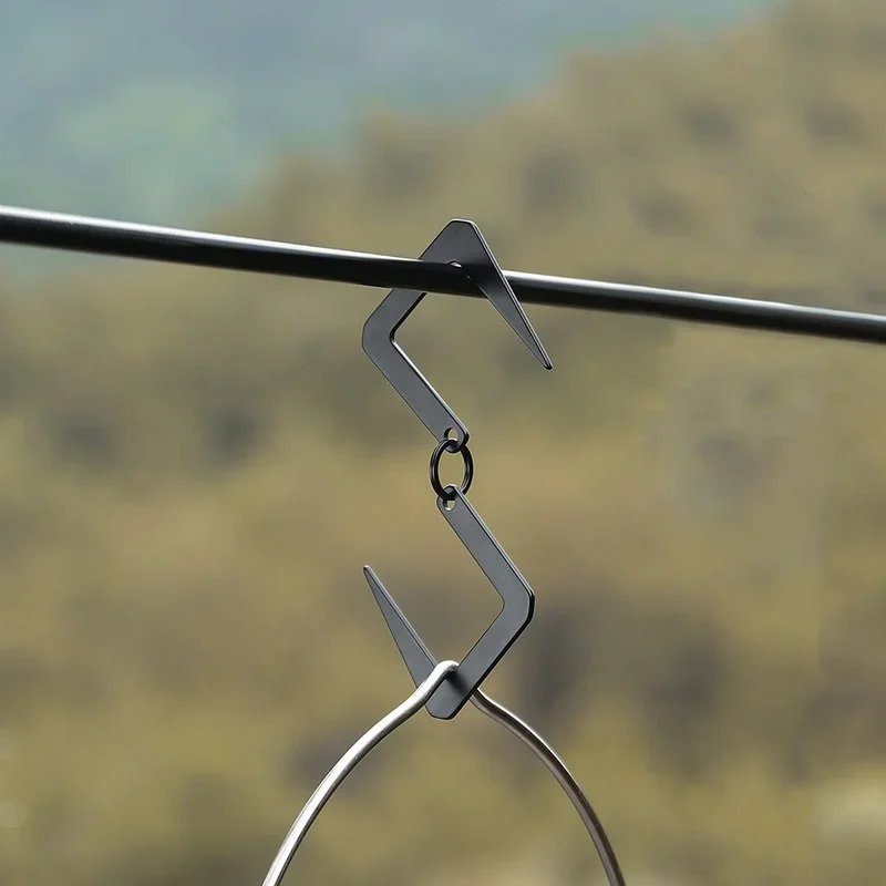 1pc Picnic Bonfire Fire Grill Carabiner Hook for Kettle Hanging Pothanger Outdoor Camping Picnic Stainless Steel Hanger Hook