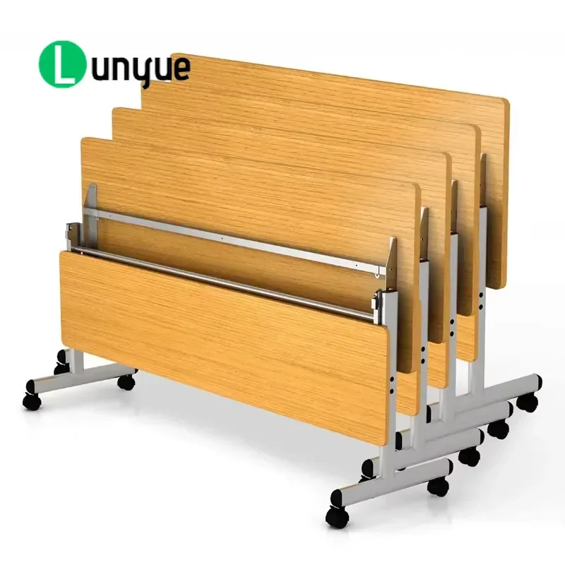 Folding Table on Wheels Portable Rolling Desk with Lockable Casters Compact Space Saving Design for Home Office Kitchen