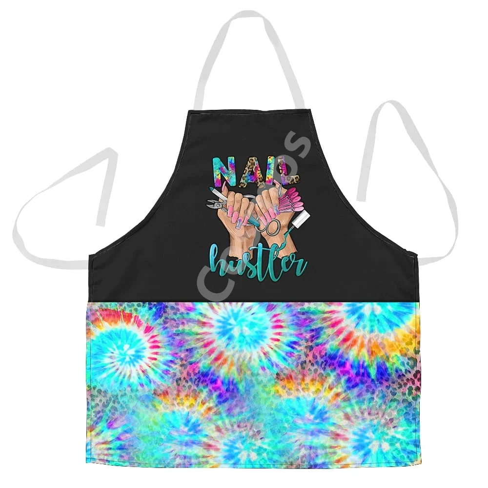 Nail Hustler Apron Custom Nail Salon Uniform Manicurist Gift 3D Apron Personalized Name 3D All Over Printed Apron