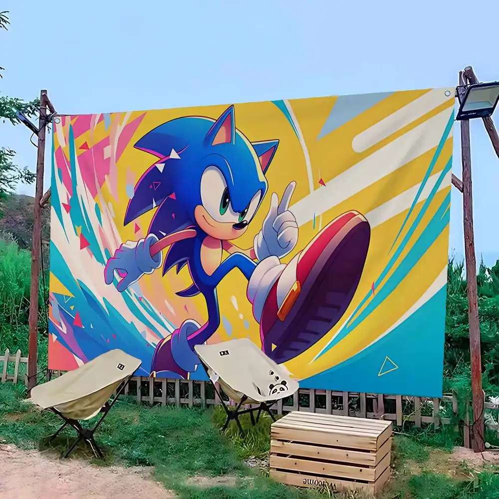 Supersonic-S-Sonic-Game Classic Movie Small Size Cheerleading Banner Hand Pulled Flag Outdoor Atmosphere Flags