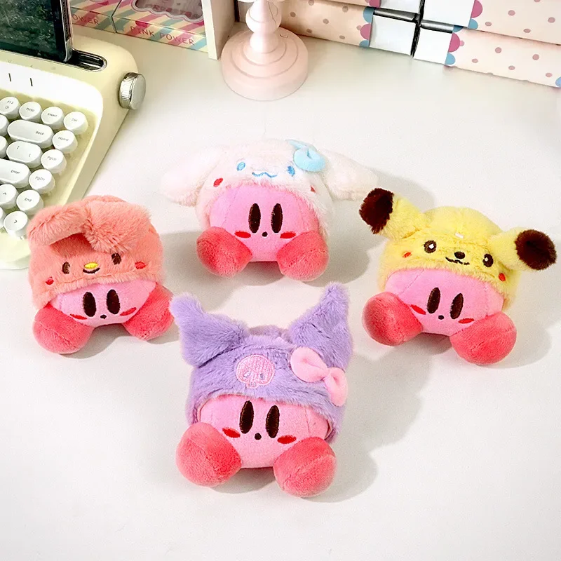 New Kawaii Cute Star Kirby Cross-dressing Kuromi Headgear Plush Doll Keychain Bag Pendant Pendant Doll Doll Children's Gift