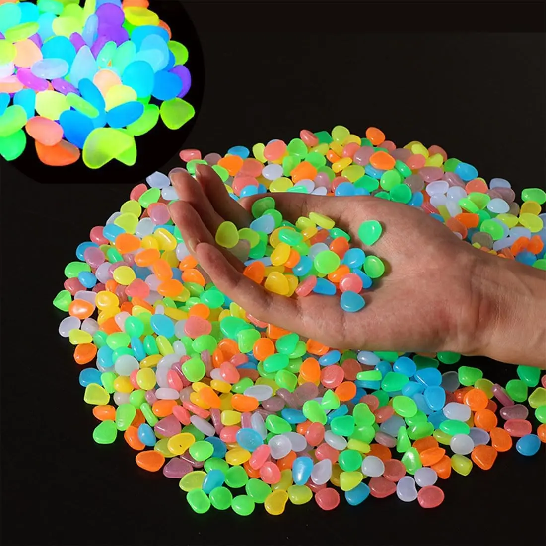 1200Pcs Glow in The Dark Rocks Glow in The Dark Pebbles Rocks for Garden Outdoor Glowing Fish Tank Pebbles Luminous Stone