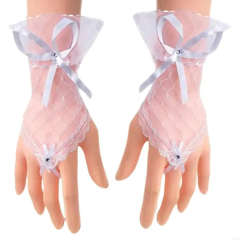 HX6F 1PAIR SWEET BOWS GLOVE GOTHICS GOTHICS