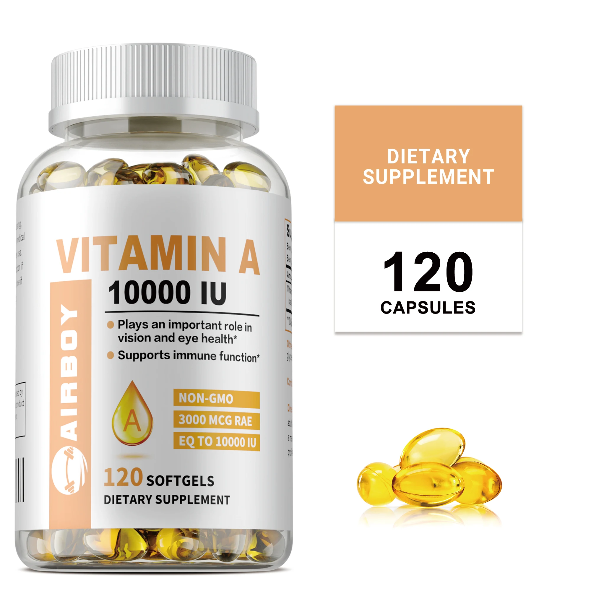 

Vitamin A 10000IU - Maintain Skin, Vision and Eye Health, Boost Immune System Function, Improve Visual Clarity, Non-GMO